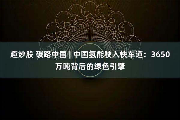 趣炒股 碳路中国 | 中国氢能驶入快车道：3650万吨背后的绿色引擎